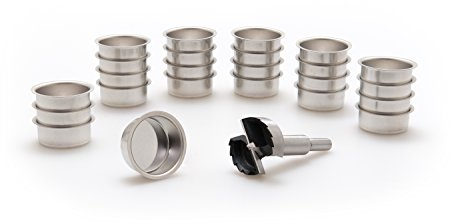 A.J. Wwe - Metallwaren GmbH Teelicht Tülle 40 mm und EIN Forstnerbohrer verzahnt 1 5/8'' (42 mm), Modell:24 Stck Weißblech