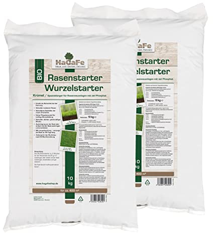 HaGaFe Bio TURBO Rasenstarter Wurzelstarter Rasendünger mit viel Phosphat, 20kg (2x10kg)