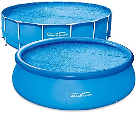 Summer Waves Solarfolie Solarplane Solar Cover - Poolheizung Pool Solarabdeckplane - Solarfolie Stärke 60 µm - Solarplane zuschneidbar - Poolheizung für Wassererwärmung (rund - Ø 5.49m)