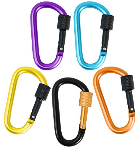 com-four® 5X Karabiner klein - Karabinerhaken mit Schraubverschluss - Sicherheitskarabiner - Schlüsselanhänger - 7,5 cm (05 Stück - bunt)