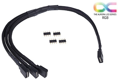 Alphacool 18538 Y-Kabel RGB 4pol auf 3X 4pol 30cm inkl. Stecker - Schwarz ARGB RGB LED