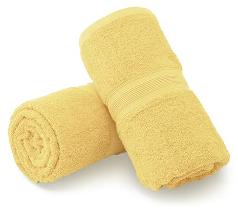NatureMark 2er Pack SAUNATÜCHER/BADETÜCHER – Premium Qualität 80x200cm – Sauna-Handtuch 100% Baumwolle – Farbe: Gelb
