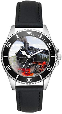 KIESENBERG Herrenuhr Armbanduhr Eisenbahn Dampflok Geschenk Zugführer Lokführer Artikel Idee Fan Analog Quartz Lederarmband Uhr L-2796
