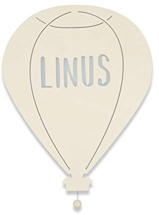 hellomini Personalisierbares LED-Nachtlicht mit Name für Kinder & Babys | Holz-Wandlampe | Schlummerlicht mit Motivwahl – Geschenk zur Geburt & Taufe (Bruno der Ballon)