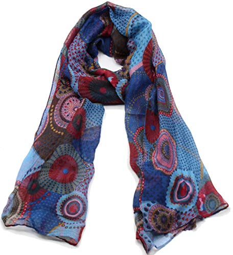 Emma & Giovanni - Schal Tücher Elegant Gedruckt 180cm*80cm - Damen (24-Rot-Blau)