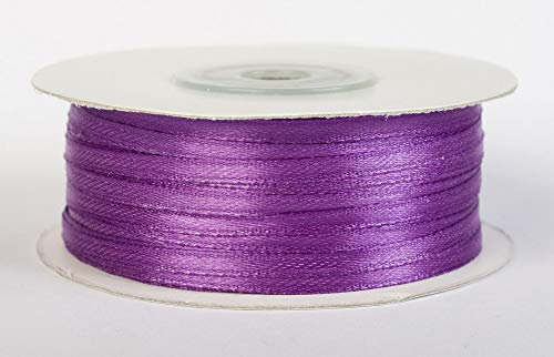 Jajasio Satinband 100 Yard-Rolle, 3mm breit, Auswahl aus 50 Farben/Farbe: 45 - lila, Geschenkband, Schleifenband