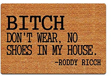 Zerbino divertente con scritta Bitch Don't Wear, senza scarpe in My House, decorazione per la casa e la casa, ideale come regalo per interni, lavabile in tessuto, 59,9 x 39,9 cm (lunghezza x