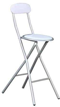 HOMION Colourful Folding Breakfast Round Padded Bar High Chair Stool Kitchen Garden Party Office Stool Seat Free Standing Caravan Camping Easy Folding Chair Bench (White)