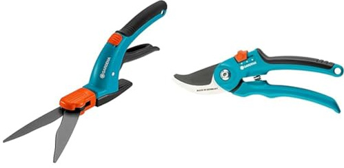 Gardena Comfort Grasschere, drehbar & Gartenschere B/S-M: Stabile Rebenschere mit Bypass-Schneide