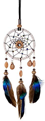 ikasus Traumfänger Auto,Dream Catcher Handgefertigt Traumfänger mit Feder Dreamcatcher Deko Handwerk Auto Deko Ornament für Car Home Decor Hochzeit Wandbehang Geschenk Autospiegel Anhänger