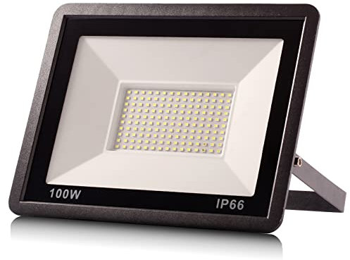 Yinet-EU Proiettore Faro LED 100W Luce di Sicurezza IP66 Impermeabile 10000lm Faretto LED da Esterno 6500K Luce Bianco Freddo Fari LED Lampada Luce di Sicurezza Potente per Giardino Corridoio Cortile