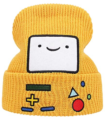 UMiCHOi Coole Anime-Beanie-Mütze für Erwachsene, Herren, Damen, lustige Mütze, Cartoon-Beanie-Mütze für Teenager, gelb, Einheitsgr��e