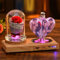 Impression de cristal avec votre photo, décor de bureau de bureau cadeau photo personnalisé sur cadre en verre transparent avec support rose rouge (7 x 6,2 pouces coeur)