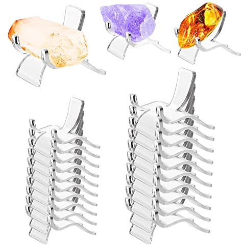 Dreamtop 20 Stück Acryl Dreieck Display Halter klar Kunststoff Display Staffelei Steht für Mineral Achat Fossil Korallen kleine Sammlerstücke Display Ständer, 2 Größen