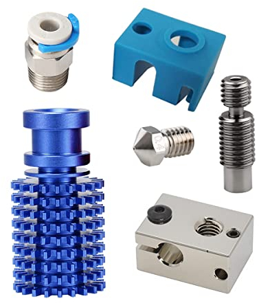 POLISI3D Verbesserter Antihaft-Ganzmetall V6 Hotend, Hochtemperatur-beschichteter Kupfer-Heizblock, Extruderdüse, 0,4 mm, Titan-Heatbreak-Bowden, kompatibel mit Prusa i3 MK3S 3D-Drucker