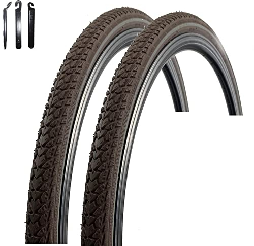 2 x Rexway Fahrradreifen 28 Shopper Pannenschutz Reflex Braun Fahrradmantel 37-622 (28 x 1 5/8 x 1 3/8) inkl. Reifenheber