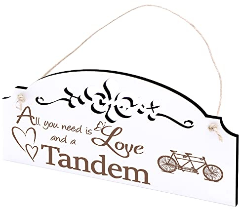 Schild Tandem Deko 20x10cm - All you need is Love and a Tandem - Holz Wanddeko Dekoration Wand