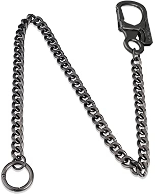Ahiller Brieftaschenkette mit rundem Verschluss, Hip Hop Punk Gothic Hose Schlüsselanhänger, schwere Herren Bikerkette geeignet für Gürtelschlaufe, Geldbörse (1, Dunkel schwarz)