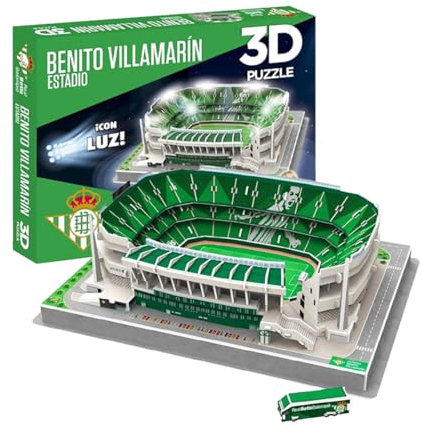 Habarri LED Benito VILLAMARIN Puzzle 3D - 3D Puzzle Stadion - 3D Fußballstadion für Kinder und Erwachsene - Fußballstadion Modell - Vereinsmodell - 98 Elemente