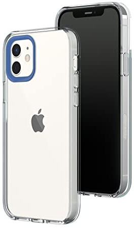 RhinoShield Clear Compatible avec [iPhone 12/12 Pro] | Résiste au jaunissement, Haute Transparence, Coque de Protection Personnalisable Clear - Contour objectifs Photo Bleu Cobalt