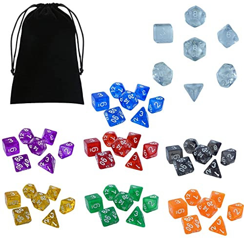 Baoblaze Polyederwürfel, 56 Würfel, 6, 4, 8, 10, 20, 12 Seiten, ab 5 Jahren, mehrfarbig, Brettspiel-Zubehör