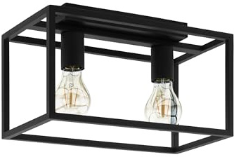 EGLO Deckenlampe Eldrick, Vintage Deckenleuchte, Lampe Decke Wohnzimmer | Wohnzimmerlampe Industrial, Metall in Schwarz, E27 Fassung