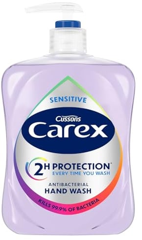 Carex Sensitive Antibacterial Hand Wash - Kills 99.9% of Bacteria & Viruses, Dermatologically Tested Liquid Soap that Cleans, Cares & Protects Hands, 500ml