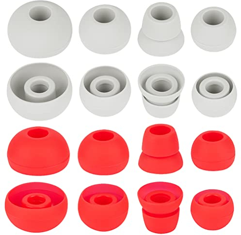 Replacement Silicone Earbud Tips - 8 Pairs (Red+Gray) Compatible with Beats by Dr Dre Powerbeats 1 2 3 Wireless Stereo Earphones