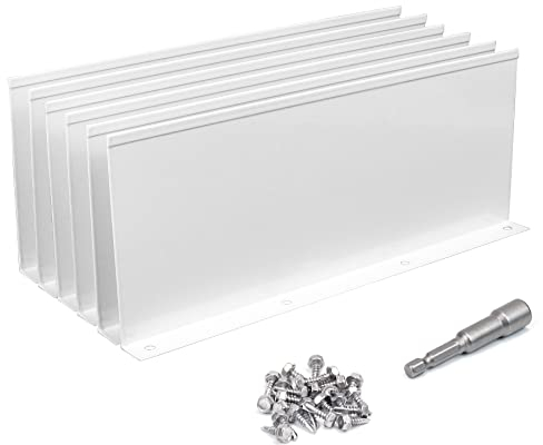 Powrocket 6 Stück Aluminium-Spritzschutz, hält Wasser davon ab, die Dachrinne zu überschießen, für Tal, Ecke oder gerade, 25,4 cm pro Stück, weiß