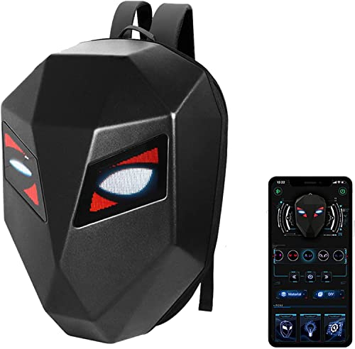 RGA Motorrad Rucksäcke, Dynamisch, WLAN, Wasserdicht, Unterstützt iOS/Android-System, Display, unterstützt Text/Bild/Gif-Animation,Pixel Art Laptop Rucksack Für Radfahren Camping, 34cm