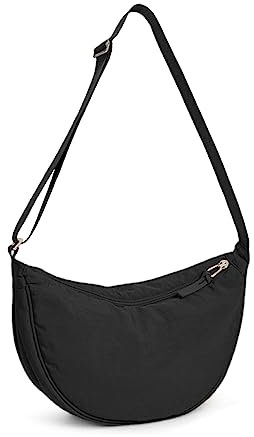Damen Halbmond Crossbody Schultertasche Crossbody Bag mit Verstellbarer Schultergurt Tasche Schwarz Umhängetasche Stylische Crossbody Bag Bauchtasche mit Reißverschluss stylisch brusttasche für Reisen