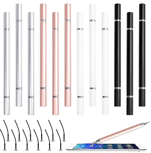 Chostky 12 PCS Stylus Stifte für Touch Screens, 2 in 1 kapazitive Disc Stylus Stifte Kugelschreiber Stylus Stift mit 12PCS austauschbare Disc Tipps für Touch Screen Device Telefone Tablet Computer