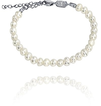 JVillion Süßwasserperlen Armband Herren Streetwear Perlen Schmuck sommerliches Design wasserfest Geschenk Männer verstellbare Größe