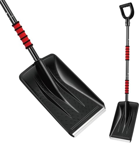 Pala de nieve plegable resistente con mango ergonómico desmontable de cuatro piezas, herramienta retráctil de extracción de nieve para coche, viajes, campamento al aire libre, jardín y otras