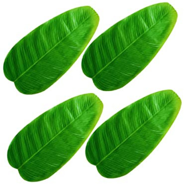 HOMSFOU 4PCS hawaiian decor tableware mat leaf placemat hawaii table mat hawaii placemat insulation table mat banana leaf green plants