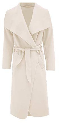 Women Long Waterfall Italian Duster Coat, Ladies Long Sleeve Oversized French Belted Trench Open Jacket, Adult Celebrity Winter Cardigan Cape With Pockets UK Plus Size 8-22, (Beige -8-10)