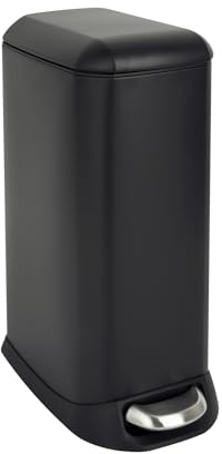 SVITA TS12 Edelstahl Mülleimer Treteimer Abfalleimer 12l inkl. Inneneimer Kunststoff Pedal Softclose-Deckel rechteckig Küchen-Hilfe Schwarz