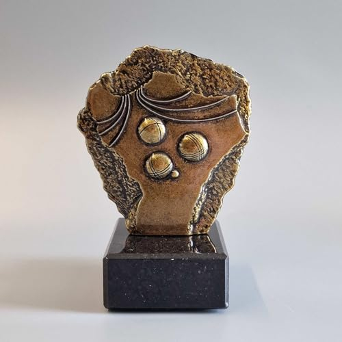 eberin · Metall-Pokal für Boulespieler*innen · Boule · Bosseln · Petanque · Boccia Metall Trophäe Boulekugeln/Zielkugel auf Marmor schwarz · Pokal in 4 Farben erhältlich · (Gold)