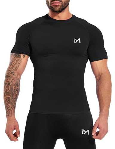 MEETYOO Camiseta de Compresión Hombres,Camiseta Funcional de Manga Corta Camiseta de Fitness Hombre Deportiva Transpirable Camiseta para Running Gym Ciclismo