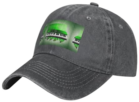 Baseballkappe, Klaviertasten, mittelgroßes Profil, verstellbar, Snapback-Hut, Baseballkappe, Rucksack, Grün und Weiß, dunkelgrau (Deep Heather), Einheitsgr��e