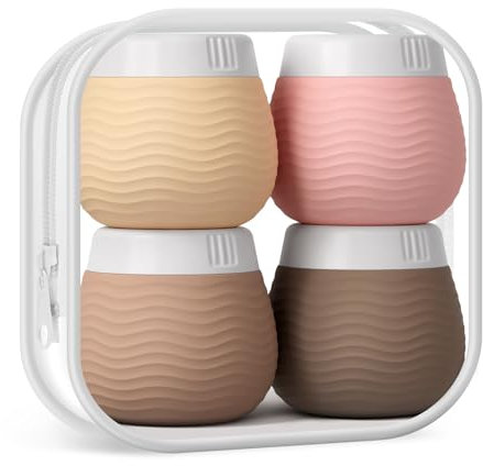 Yinke 4 botes de silicona de 50 ml con bolsa transparente, recipientes para cosméticos de viaje, accesorios de viaje (albaricoque)