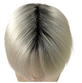 Herren Haarteil 100% Echthaar, Ombre-Mikroskin-Haarprothese for Männer, 0,08 mm, doppelt geknotete Kapillarprothese for Männer, Toupet, Perücken for Männer Toupet für Männer(Dark Root Blond,Straight)