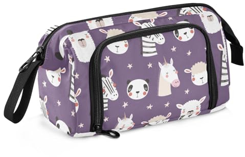 ISAOA Große Kapazität, Federmäppchen, große Aufbewahrung, Federmäppchen, niedliche Tiere, Alpaka, Zebra, Panda, Sterne, Stifte-Tasche mit Reißverschluss, Büro, College, Schreibwaren, Organizer,