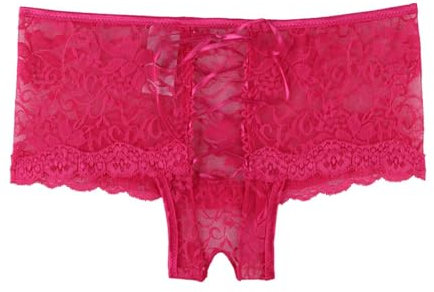 ohyeahlady Culotte Tanga Ouvert à l'entrejambe Femme Grande Taille String Fendu Dentelle Chic Hot String sans Couture Invisible Coton Culotte Personnalisée Dessous Ronde(XS-S,Rose)