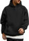 WINKEEY Felpa Uomo Maniche Lunghe Felpa con Cappuccio Tuta Autunno Inverno Top Casual a Tinta Unita con Tasche,Nero M