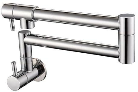 ZYCDP Rubinetto Lavello Cucina a Muro Solo acqua Fredda, Rubinetto Cucina Pieghevole 2 Manopole Rubinetto Lavello Cucina Acciaio Inox Cromo