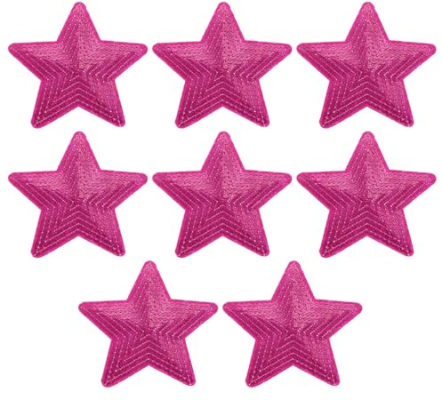 sourcing map 8 Pieces Large Iron on Patches Star Sequin Iron on Applique Embroidered Patches Dark Red Bling Appliques for Clothes DIY Crafts Bag Pants