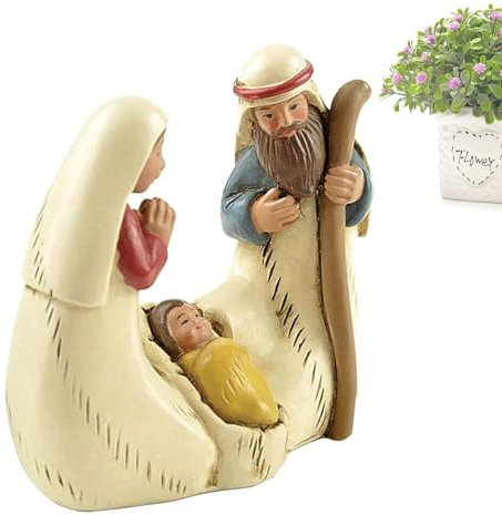 Krippenfiguren - Krippenfiguren aus Harz, traditionelle Krippenfiguren | Schönes, dekoratives, handgefertigtes Geschenk der Heiligen Familie für Haus und Garten