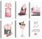 ANHUIB 6pcs Posters Modernes pour Femmes Arts Murals Modernes Fille Chambre Tableaux Posters Arts Décoratifs Affiche Ensemble Rose Talons Hauts Fleurs Parfum de Salon Maison Décor avec Cadre 20×25cm