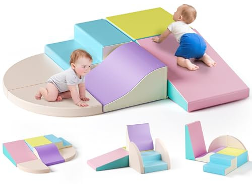 Weiches Baby-Spielset, weiches Spielgerät für Kleinkinder, Klettern und Krabbeln, Schaumstoffspiel, Kinder-Aktivitätsspielspielzeug, mehrfarbig für Babys, Kleinkinder, Vorschüler, Indoor-Spielgeräte